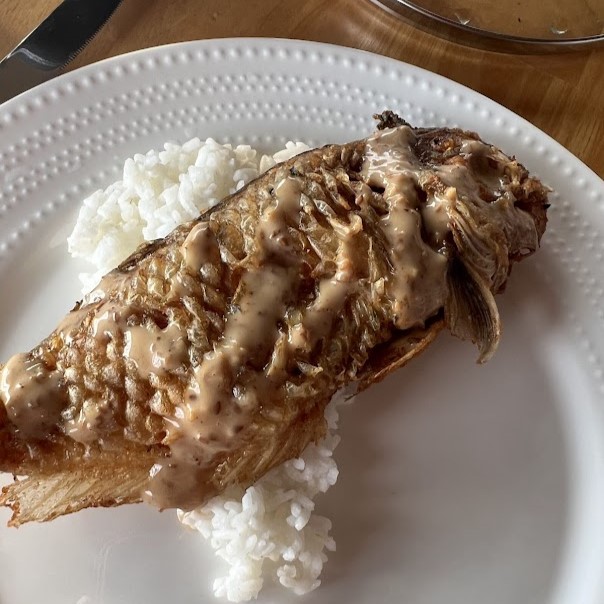 fried nabeta on a plate with white rice